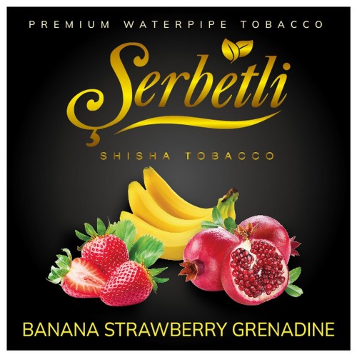 Табак Serbetli Banana Strawberry Grenadine (Банан Клубника Гранат) 100 гр